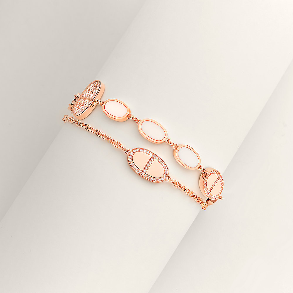 Chaine d'ancre Verso bracelet, large model - Rose gold | Hermès USA